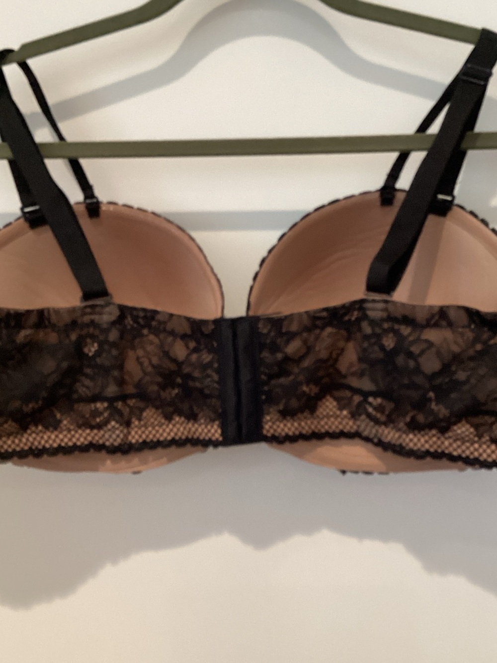 Sheer Black Lace Balconette Bra with Nude Lining - Picture 3 of 3